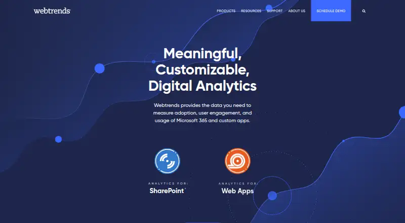 The Webtrends Analytics homepage