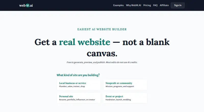 WebW.AI's website