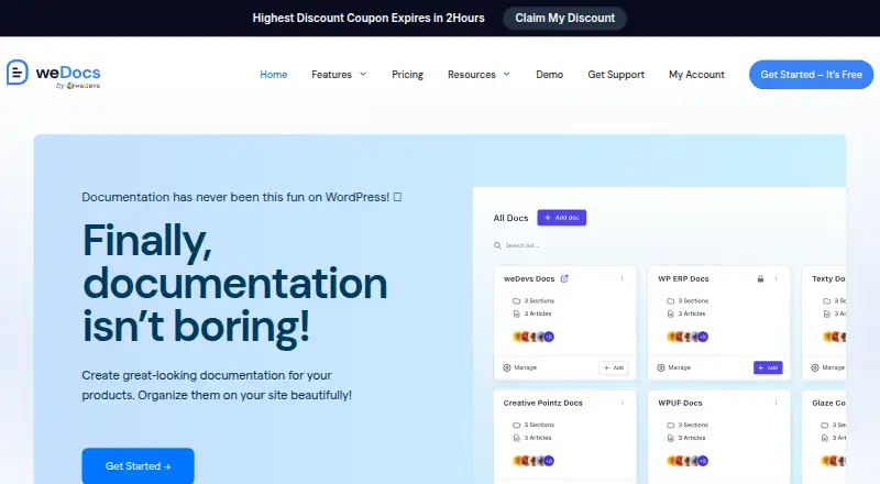The weDocs homepage