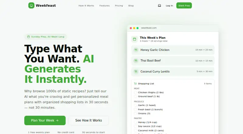 Weekfeast's website