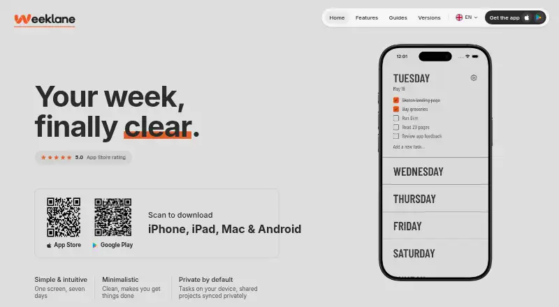 Weeklane's website