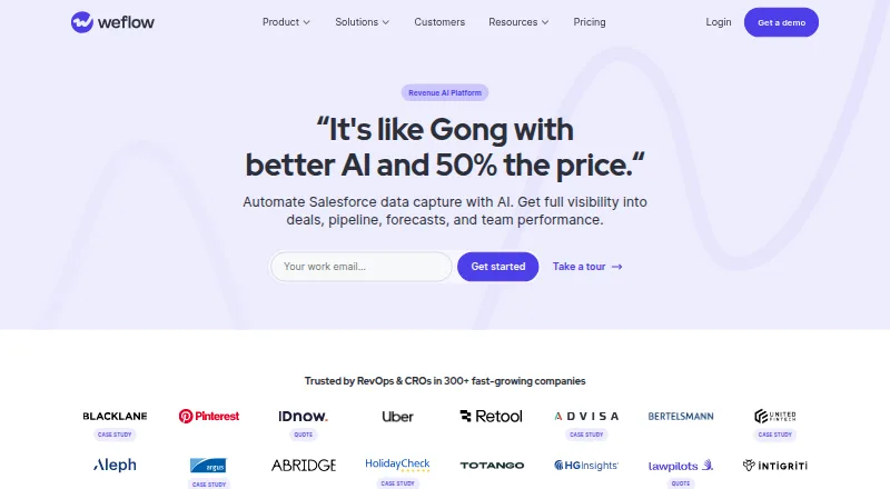The Weflow homepage