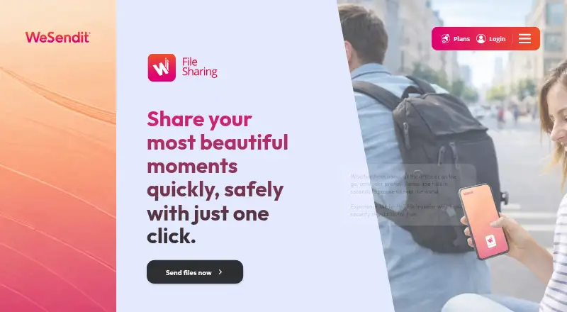 The WeSendit homepage