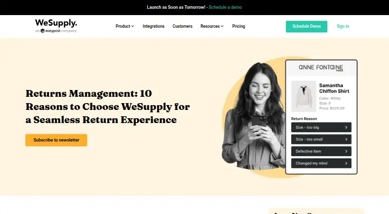 WeSupply Returns's website