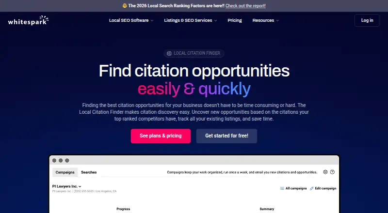 The Whitespark Local Citation Finder homepage