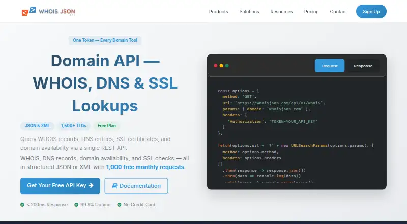 WhoisJSON API's website
