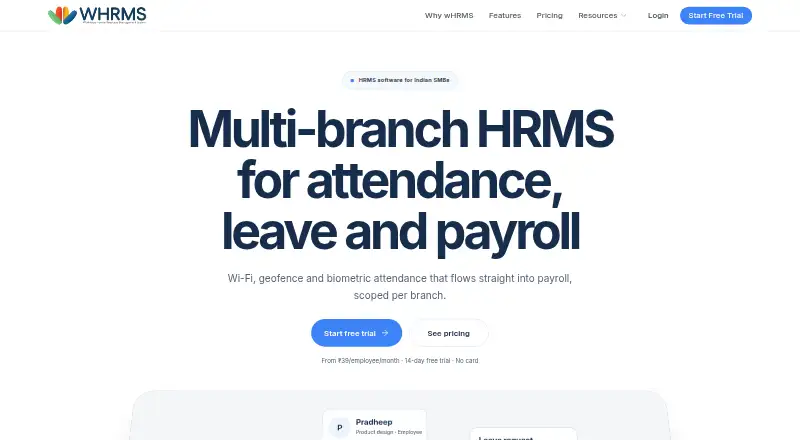 The wHRMS homepage