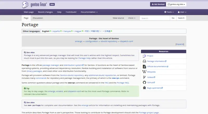 The Gentoo Portage homepage