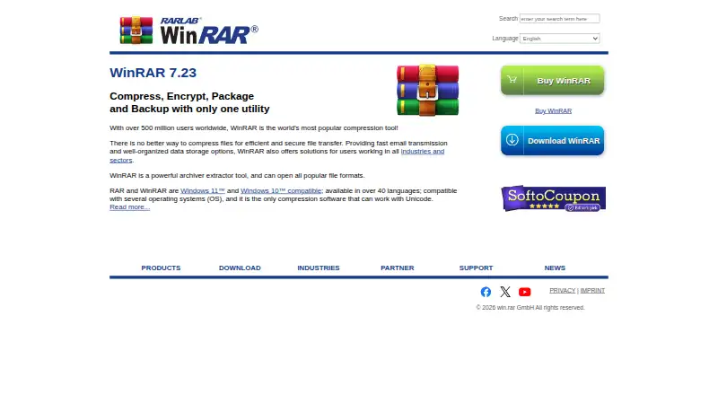 WinRAR's website