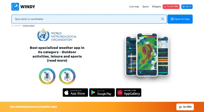 Windy.app's website
