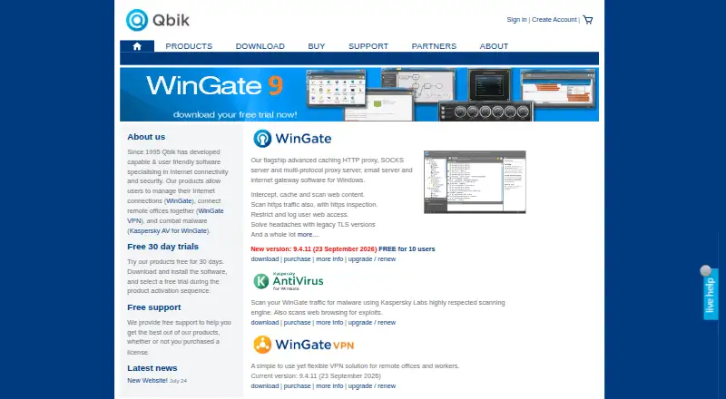 WinGate's website
