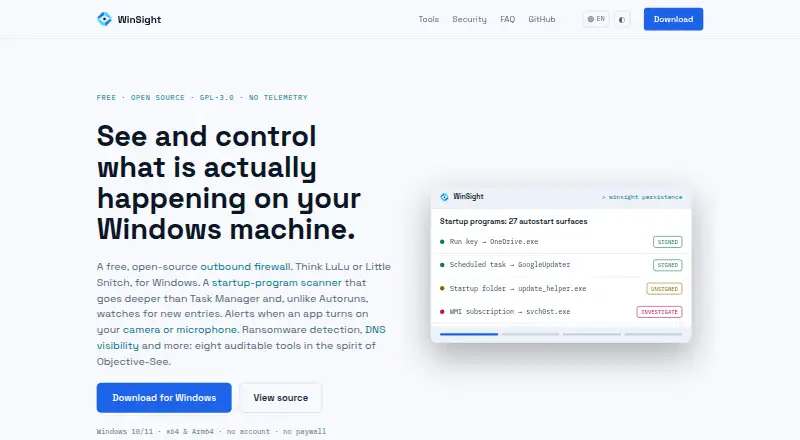 WinSight's website
