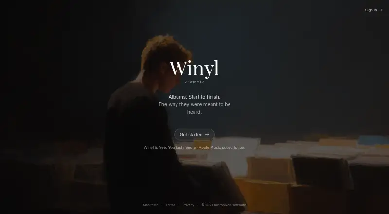 The Winyl homepage