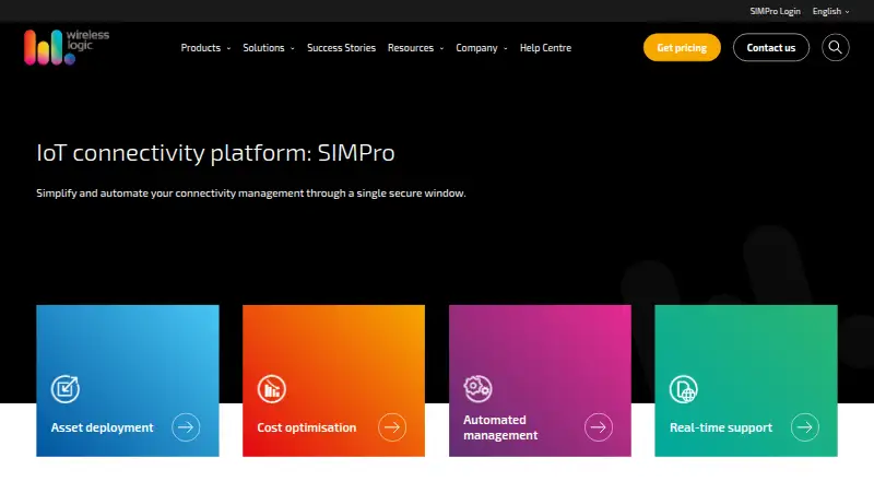 Wireless Logic SIMPro's website