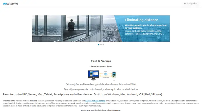 WiseMo's website