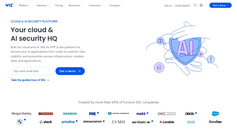 Wiz Cloud Security Platform's website