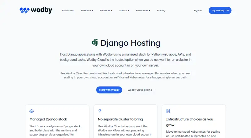 Wodby Cloud's website