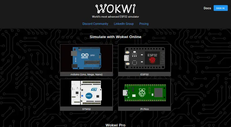 Wokwi's website