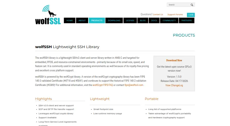 wolfSSH's website