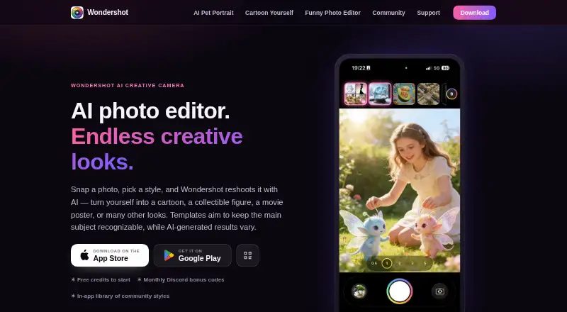 The Wondershot homepage