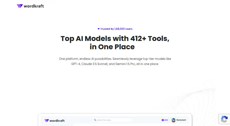 The Wordkraft AI homepage