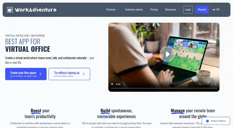 WorkAdventure's website