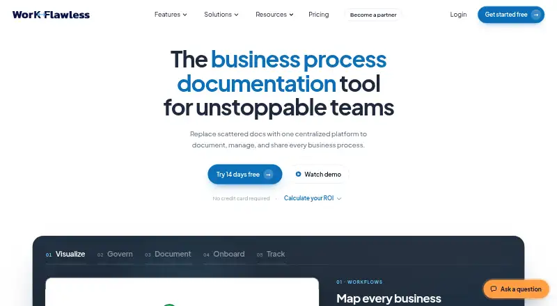 The WorkFlawless homepage