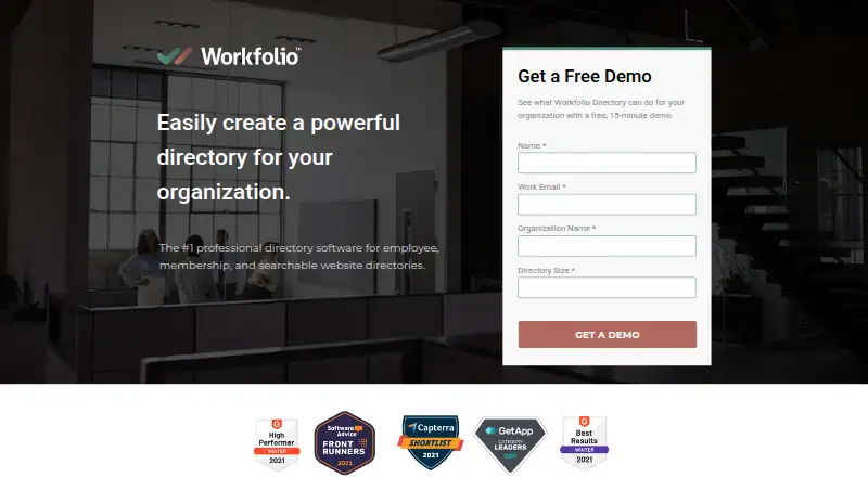 The Workfolio Directory homepage