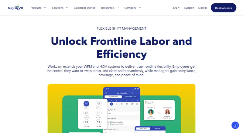 WorkJam Flexible Shift Management's website
