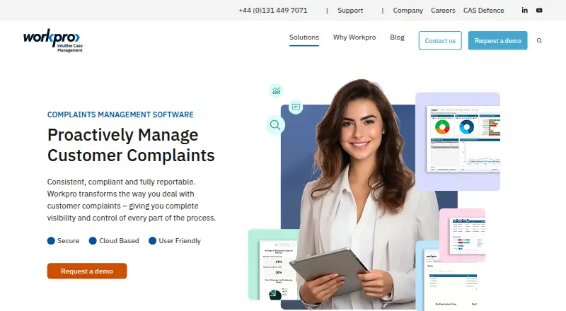 Workpro Complaints Management's website