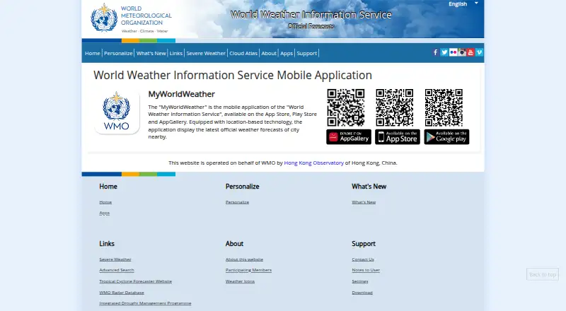 MyWorldWeather's website