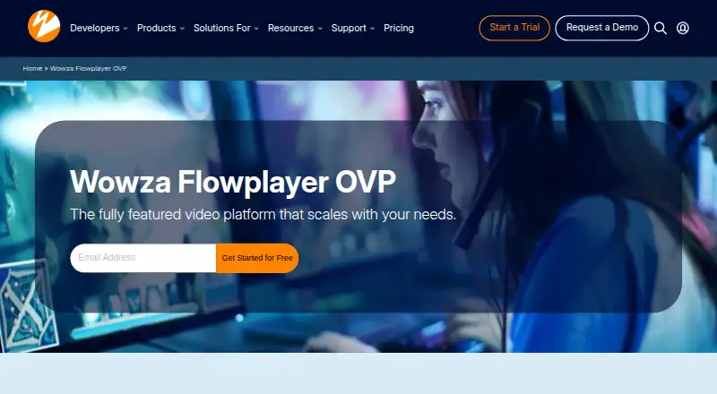 Wowza Video's website