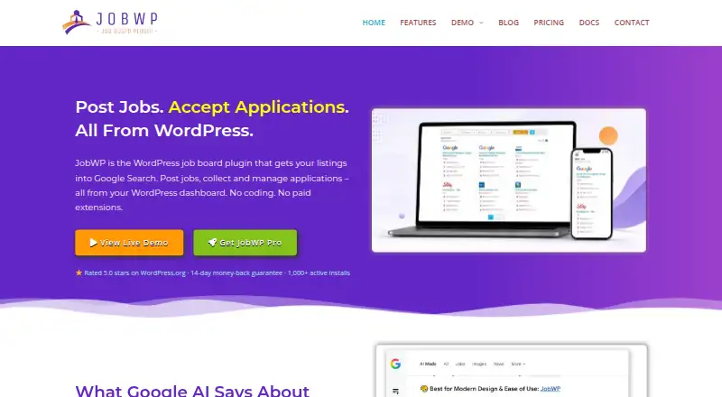 The JobWP homepage