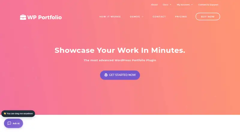 The WP Portfolio homepage