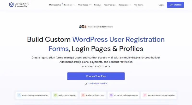 User Registration & Membership's website