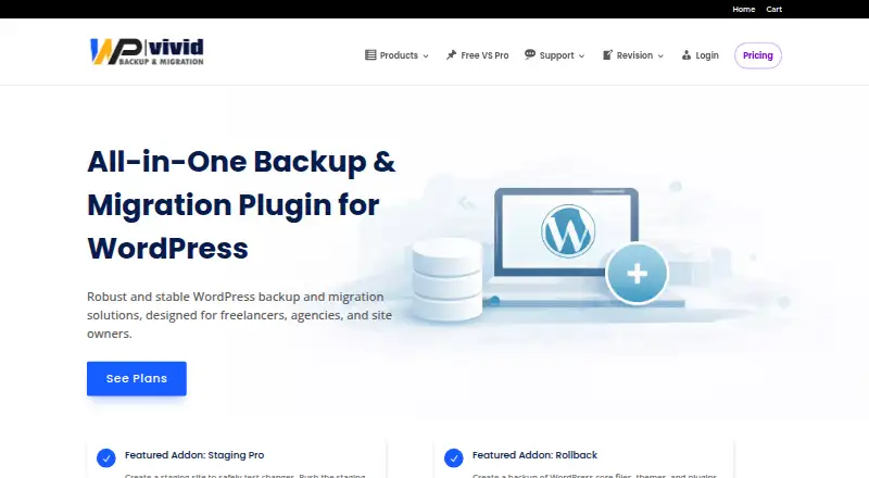 The WPvivid homepage