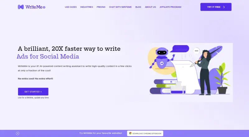 The WriteMe.ai homepage