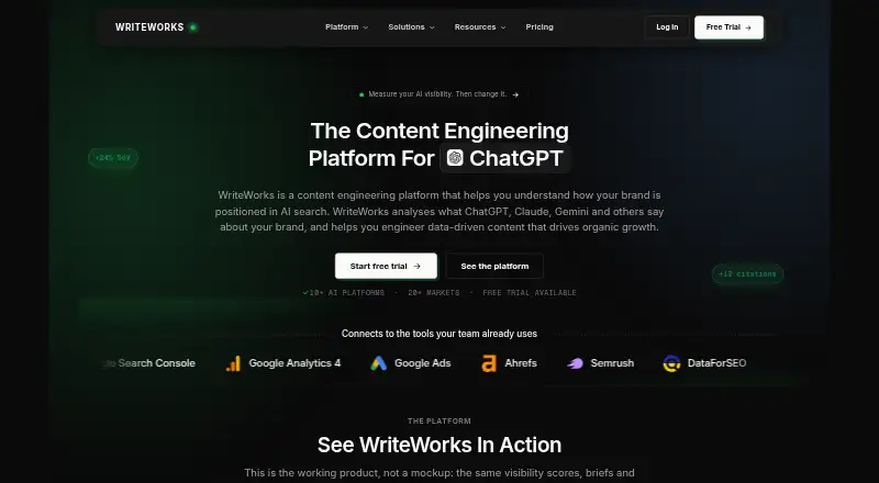 The WriteWorks homepage