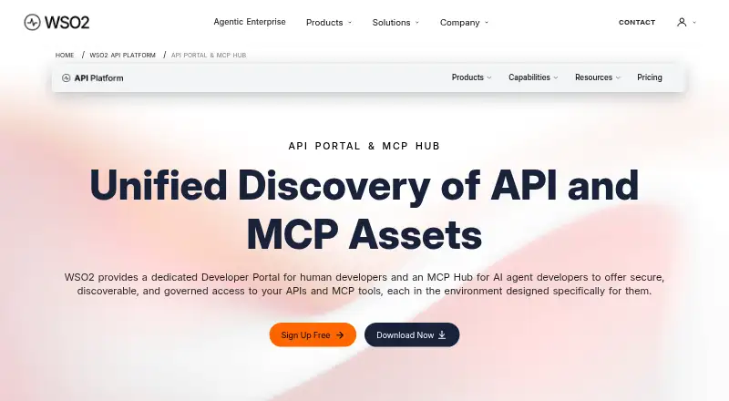 WSO2 API Portal & MCP Hub's website