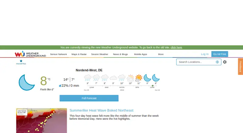 Weather Underground's website