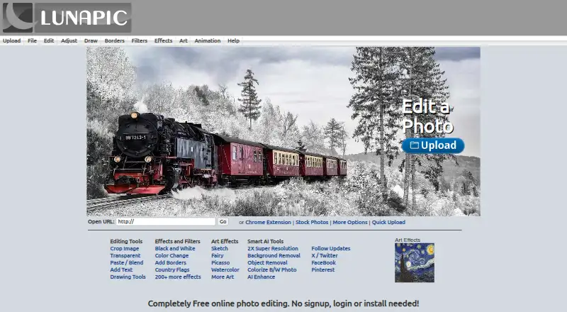 LunaPic's website