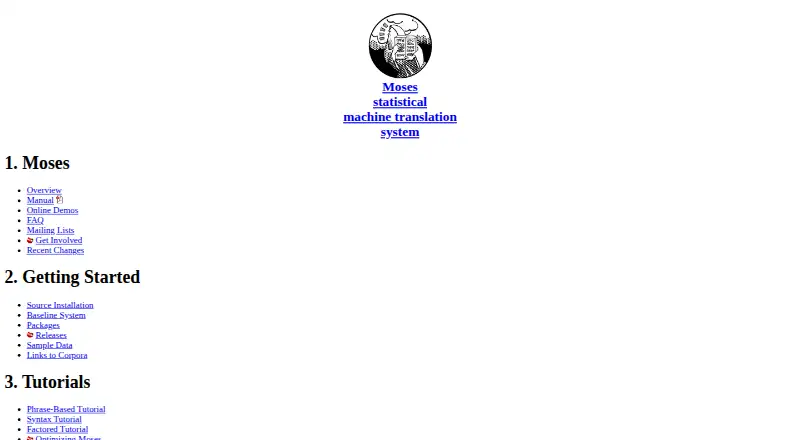 Moses Statistical Machine Translation's website