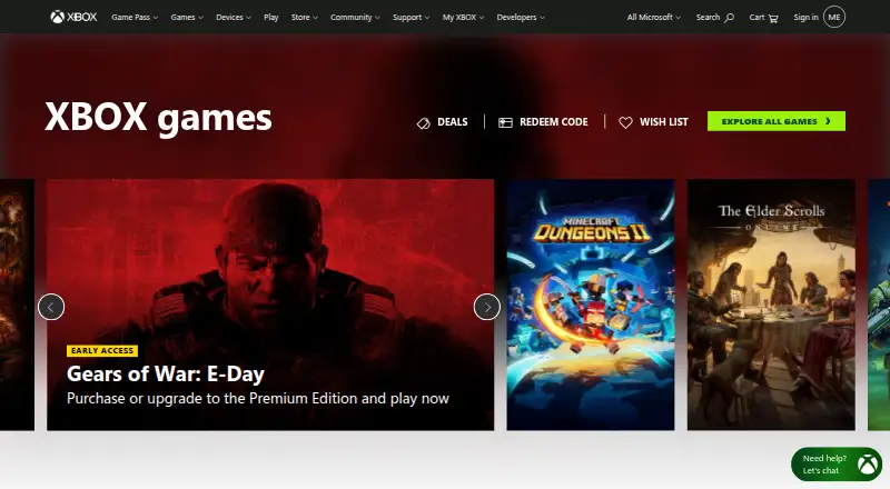 Xbox Games's website