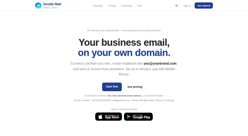 Xendly Mail's website