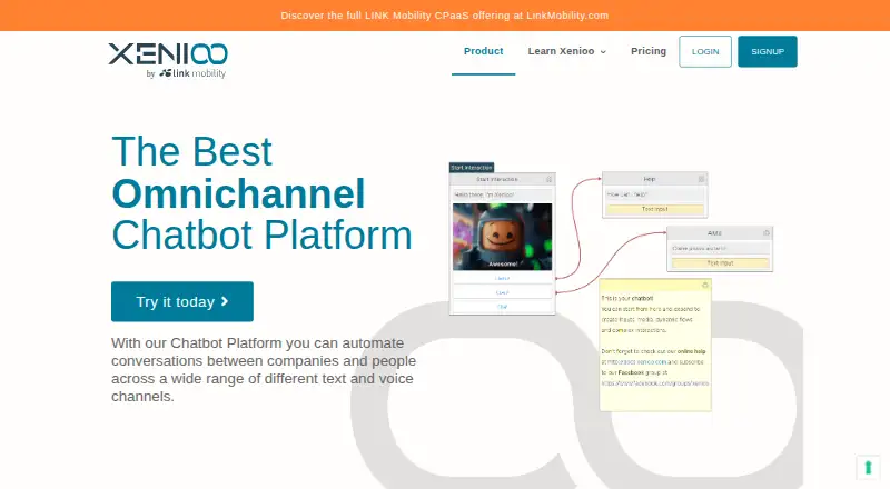 The Xenioo homepage