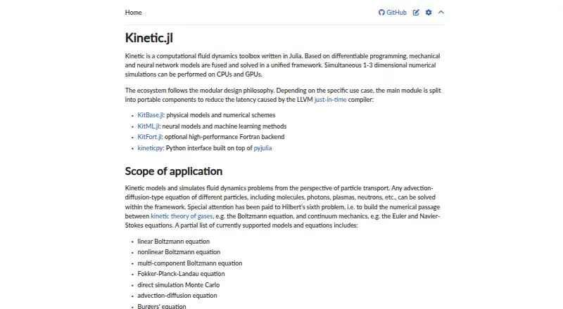 The Kinetic.jl homepage