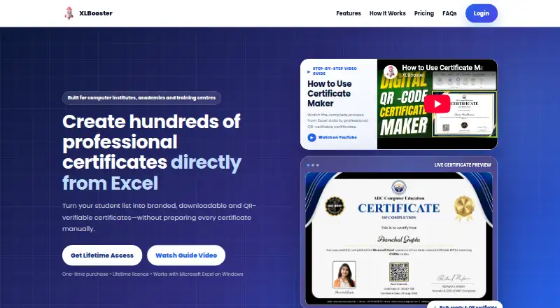 The XLBooster Certificate Maker homepage