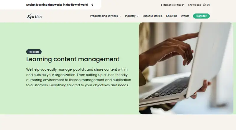 Xprtise Learning Content Management's website