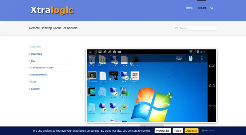 Xtralogic Remote Desktop Client for Android's website