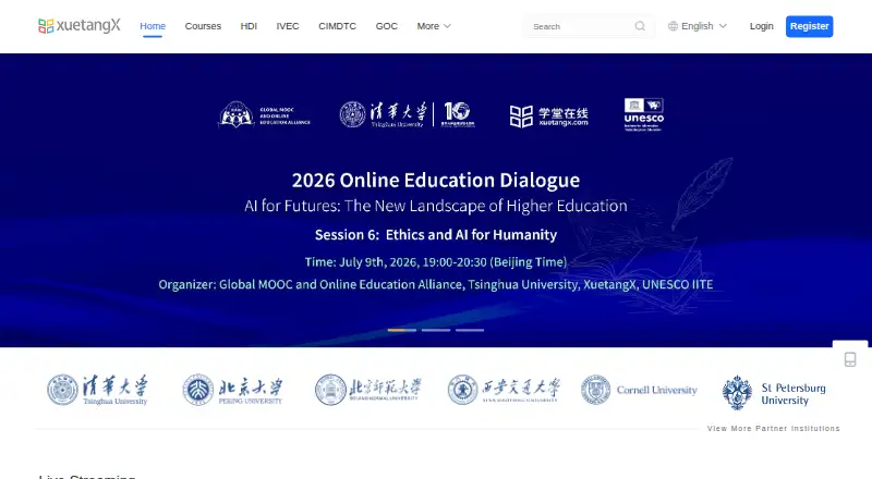 The XuetangX homepage